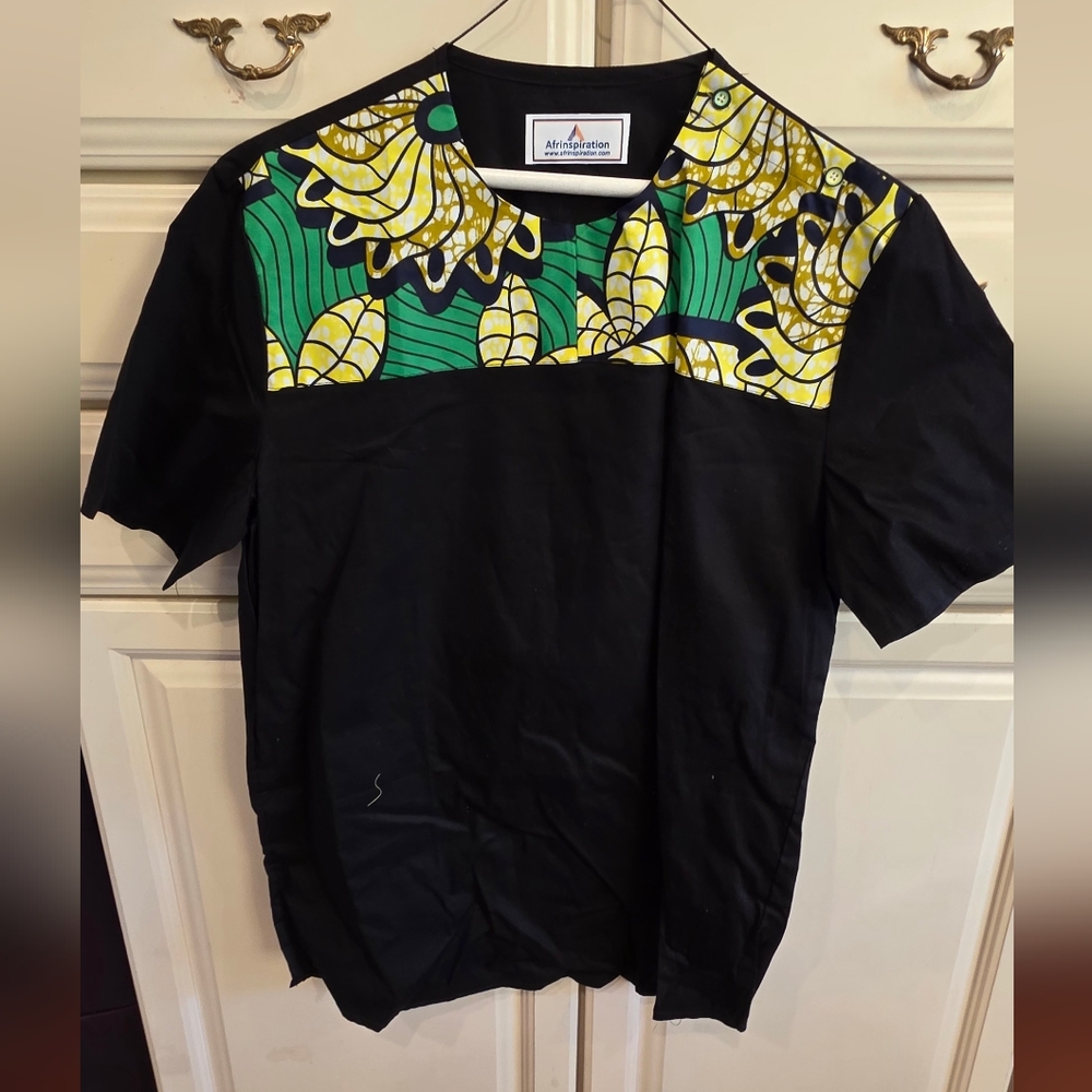 Men's, Like New Modern Black Dashiki, Size L